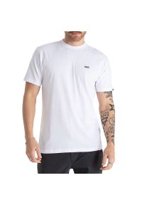 Koszulka Vans Left Chest Logo VN0A3CZEYB21 - biała. Kolor: biały. Materiał: bawełna, poliester. Długość rękawa: krótki rękaw. Długość: krótkie. Wzór: aplikacja