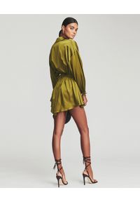 RETROFETE - Zielonka sukienka z jedwabiu. Kolor: zielony. Materiał: jedwab. Typ sukienki: asymetryczne. Styl: klasyczny. Długość: mini #10