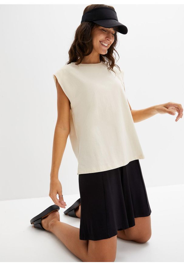 bonprix - T-shirt oversize z czystej bawełny organicznej. Kolor: beżowy. Materiał: bawełna