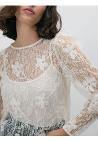 Reserved - Koronkowa bluzka - złamana biel. Materiał: koronka