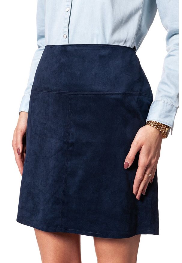 Tom Tailor - SPÓDNICA JEANSOWA TOM TAILOR FAKE VELOUR LEATHER SKIRT DEEP NAVY BLUE. Okazja: na co dzień. Materiał: jeans. Styl: wizytowy, elegancki, casual