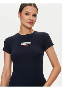 Guess Jeans T-Shirt W4YI64 KA0H1 Granatowy Slim Fit. Kolor: niebieski. Materiał: bawełna