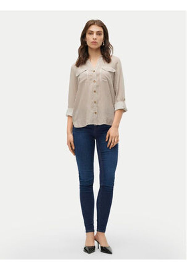 Vero Moda Koszula Bumpy 10275283 Beżowy Regular Fit. Kolor: beżowy. Materiał: wiskoza