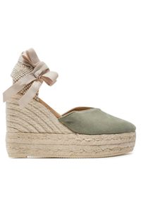 Manebi Espadryle Hamptons Heart-Shaped Wedge Espadrilles W 0.1 WH Zielony. Kolor: zielony. Materiał: zamsz, skóra