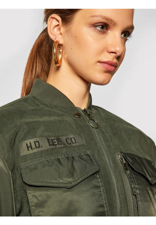 Lee - LEE SATEEN BOMBER DAMSKA KURTKA PRZEJŚCIOWA OLIVE GREEN L56EMMNX 112113030