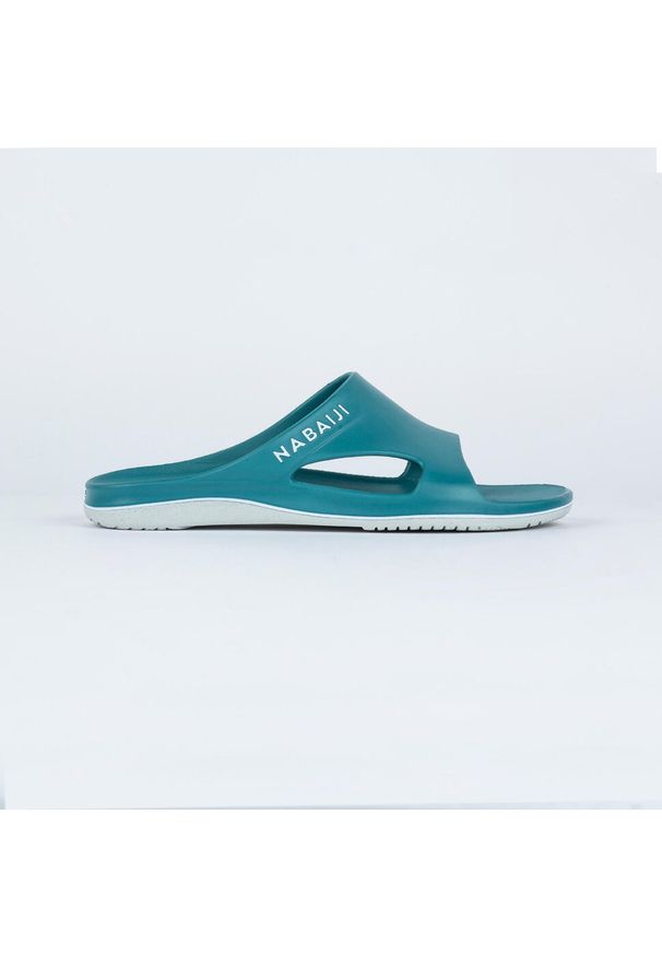 NABAIJI - Klapki basenowe męskie Nabaiji 500 New. Kolor: niebieski, wielokolorowy, biały. Wzór: gładki. Sport: pływanie