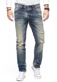 Tom Tailor - TOM TAILOR SPODNIE MĘSKIE AEDAN SLIM VINTAGE BLUE DENIM 6203519.00.12 COL. 1074. Stan: obniżony. Styl: vintage