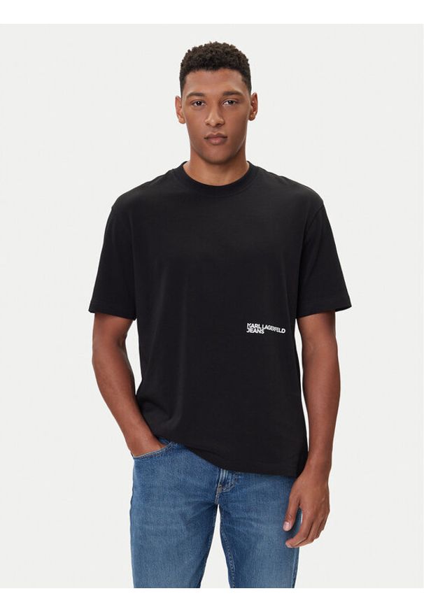 Karl Lagerfeld Jeans T-Shirt A4M17030 Czarny Relaxed Fit. Kolor: czarny. Materiał: bawełna