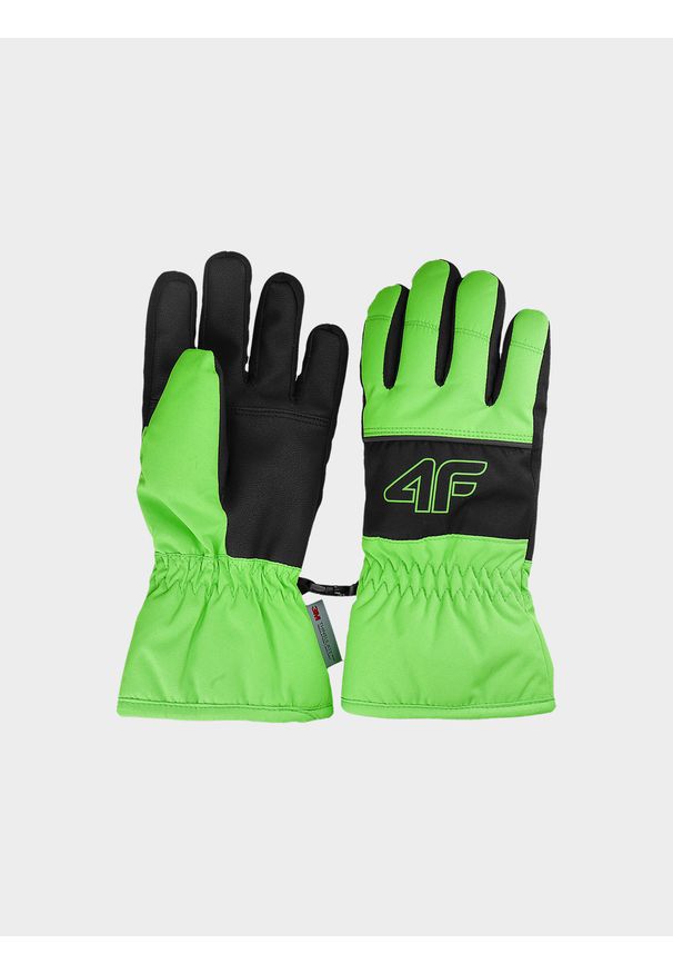 4f - Rękawice narciarskie Thinsulate chłopięce - zielone. Kolor: zielony. Materiał: syntetyk, materiał. Technologia: Thinsulate. Sport: narciarstwo