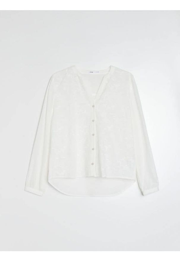 Sinsay - Bawełniana koszula z haftowanym wzorem - biały. Kolor: biały. Materiał: bawełna. Wzór: haft