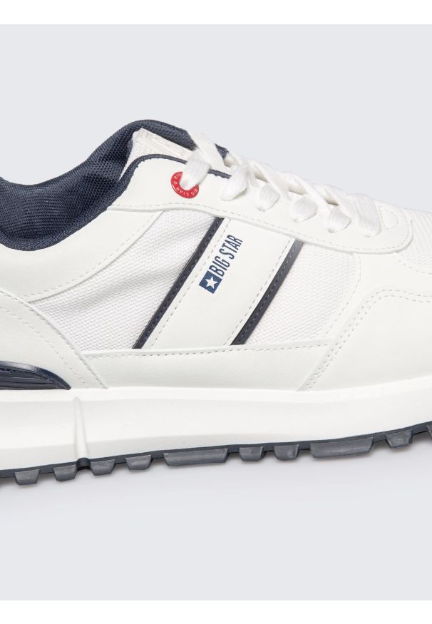 Big-Star - Sneakersy męskie białe RR174291 101. Okazja: na co dzień. Kolor: biały. Materiał: jeans, materiał