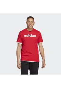 Adidas - Essentials Single Jersey Linear Embroidered Logo Tee. Kolor: czerwony. Materiał: jersey. Sport: fitness