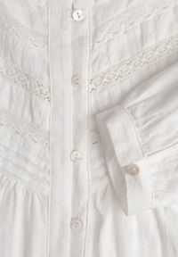 Born2be - Biała Bawełniana Rustykalna Koszula ze Stójką i Koronkowymi Wstawkami Felielia. Okazja: na co dzień. Typ kołnierza: kołnierzyk stójkowy. Kolor: biały. Materiał: bawełna, koronka. Styl: casual, elegancki #4