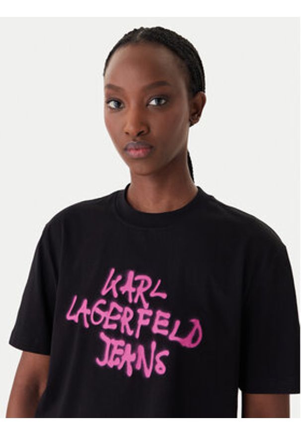 Karl Lagerfeld Jeans T-Shirt B1W17054 Czarny Relaxed Fit. Kolor: czarny. Materiał: bawełna