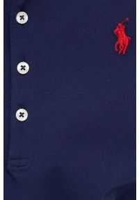 Polo Ralph Lauren polo damski kolor granatowy z kołnierzykiem. Typ kołnierza: polo. Kolor: niebieski. Długość rękawa: krótki rękaw. Długość: krótkie. Wzór: aplikacja #3