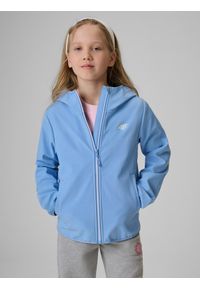 4f - 4F Kurtka softshell wiatroodporna membrana 5000 dziewczęca - niebieska 134 (8-9 lat). Okazja: na uczelnię. Kolor: niebieski. Materiał: softshell. Sezon: lato #1