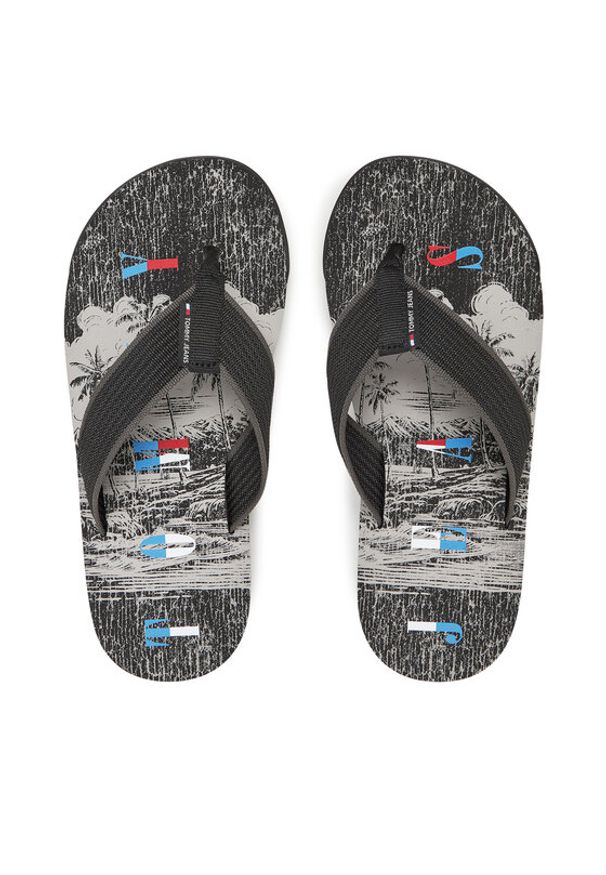 Tommy Jeans Japonki Tjm Elevated Beach Sandal EM0EM01561 Czarny. Kolor: czarny. Materiał: materiał