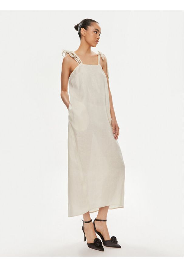 Max Mara Leisure Sukienka codzienna Senna 2416221038 Écru Relaxed Fit. Okazja: na co dzień. Materiał: len. Typ sukienki: proste. Styl: casual