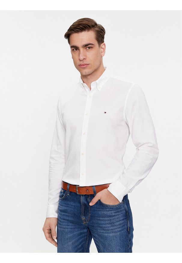 TOMMY HILFIGER - Tommy Hilfiger Koszula MW0MW33782 Biały Slim Fit. Kolor: biały. Materiał: bawełna