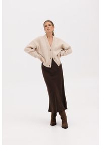 SPÓDNICA JULITA CZEKOLADOWA XS - Flawless. Okazja: na co dzień. Kolor: brązowy. Materiał: wełna, guma, wiskoza, materiał. Sezon: zima, jesień. Styl: casual, elegancki