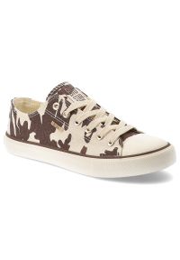 Big-Star - Trampki damskie Big Star, tekstylna cholewka zwierzęcy print sznurowany fason klasyczna gumowa podeszwa okrągły nosek, brązowe, TT274771. Nosek buta: okrągły. Zapięcie: sznurówki. Kolor: brązowy. Materiał: guma. Szerokość cholewki: normalna. Wzór: motyw zwierzęcy, nadruk. Styl: klasyczny #1