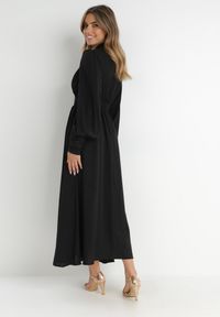 Born2be - Czarna Sukienka Laodyle. Typ kołnierza: kołnierzyk stójkowy. Kolor: czarny. Materiał: poliester, koronka, tkanina. Długość rękawa: długi rękaw. Wzór: ażurowy. Styl: elegancki, retro. Długość: maxi #6