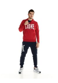LEONE 1947 APPAREL - Męska bluza z kapturem Leone 1947 Apparel. Typ kołnierza: kaptur. Kolor: czerwony. Materiał: tkanina. Sport: fitness