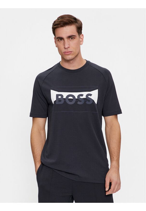 BOSS - Boss T-Shirt Tee 2 50514527 Granatowy Regular Fit. Kolor: niebieski. Materiał: syntetyk