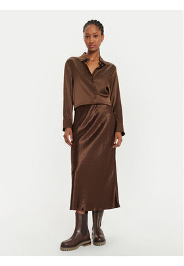 Max Mara Leisure Spódnica midi Allesio 2426106018 Brązowy Regular Fit. Kolor: brązowy. Materiał: satyna