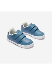 Decathlon - Buty dla dzieci Domyos 100 I Move. Kolor: biały, niebieski, szary, wielokolorowy. Materiał: materiał. Sport: turystyka piesza