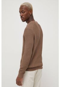 !SOLID - Solid sweter bawełniany męski kolor brązowy. Okazja: na co dzień. Kolor: brązowy. Materiał: bawełna. Długość rękawa: długi rękaw. Długość: długie. Wzór: ze splotem. Styl: casual