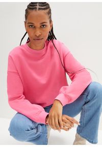 bonprix - Bluza oversize z czystej bawełny. Kolor: różowy. Materiał: bawełna