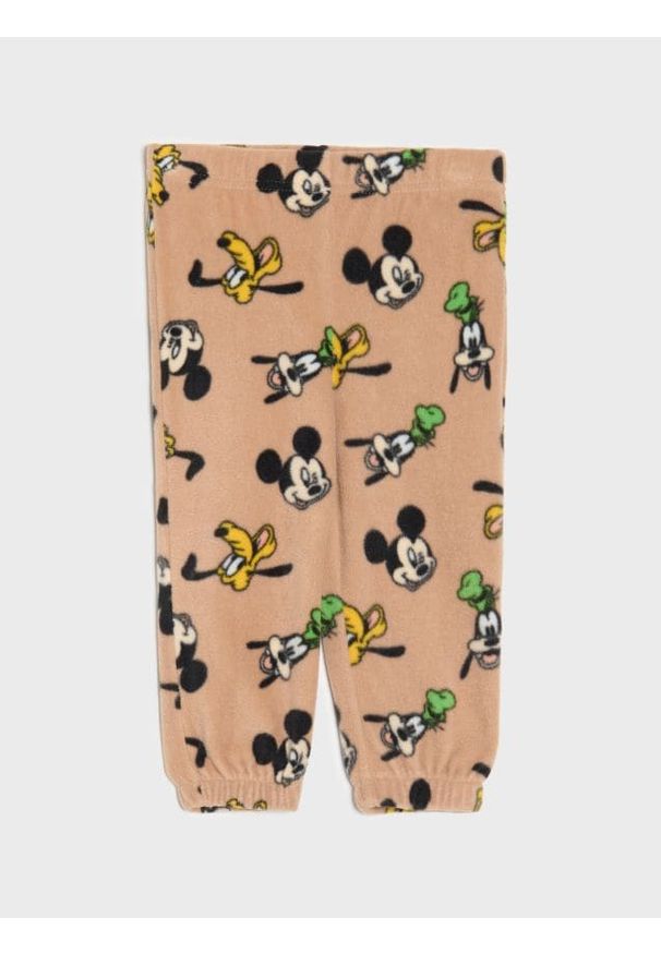 Sinsay - Spodnie regular ze wzorkiem Mickey - brązowy. Kolor: brązowy