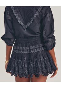 LOVE SHACK FANCY - Czarna spódnica Sarie. Kolor: czarny. Materiał: bawełna. Wzór: ażurowy #2