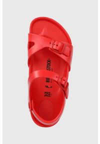 Birkenstock sandały dziecięce Rio kolor czerwony. Zapięcie: klamry. Kolor: czerwony. Materiał: materiał. Wzór: gładki #3