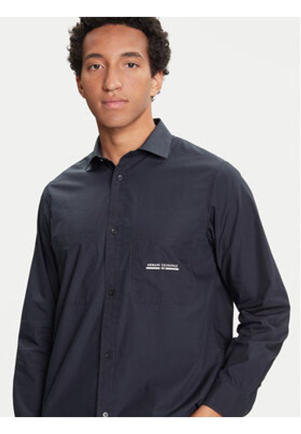 Armani Exchange Koszula XM000959 AF12994 UB101 Granatowy Regular Fit. Kolor: niebieski. Materiał: bawełna