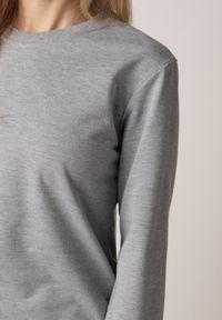 Born2be - Szara Bluza z Bawełną Ozdobiona Ściągaczami Hilani. Okazja: na spacer, na co dzień. Kolor: szary. Materiał: bawełna. Wzór: aplikacja. Styl: casual, elegancki, klasyczny #3