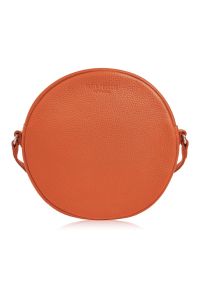 Skórzana listonoszka okrągła PAOLO PERUZZI IN-63-OR pomarańczowa. Kolor: pomarańczowy. Sezon: lato. Materiał: skórzane. Styl: elegancki. Rodzaj torebki: na ramię #1