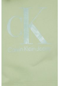 Calvin Klein Jeans bluza bawełniana J20J218164.PPYY damska kolor zielony z nadrukiem. Kolor: zielony. Materiał: bawełna. Długość rękawa: długi rękaw. Długość: długie. Wzór: nadruk #2