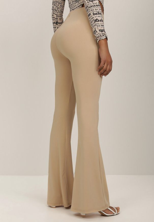 Renee - Beżowe Spodnie Dzwony Efralicea. Okazja: na co dzień. Kolor: beżowy. Materiał: koronka. Styl: casual, vintage, klasyczny