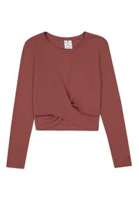 Koszulka damska Champion Crewneck Croptop. Kolor: brązowy. Długość rękawa: długi rękaw. Sport: fitness