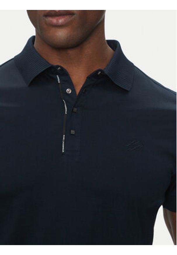 Karl Lagerfeld - KARL LAGERFELD Polo 745007 552200 Granatowy Regular Fit. Typ kołnierza: polo. Kolor: niebieski. Materiał: bawełna