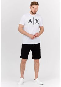 Armani Exchange - ARMANI EXCHANGE Biały t-shirt męski z szarym logo, Rozmiar XL. Kolor: biały. Materiał: prążkowany