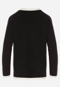 Born2be - Czarny Sweter Ozdobiony Paskami i Aplikacją Tusanne. Okazja: na co dzień. Kolor: czarny. Materiał: jeans. Wzór: aplikacja. Styl: casual, elegancki #6