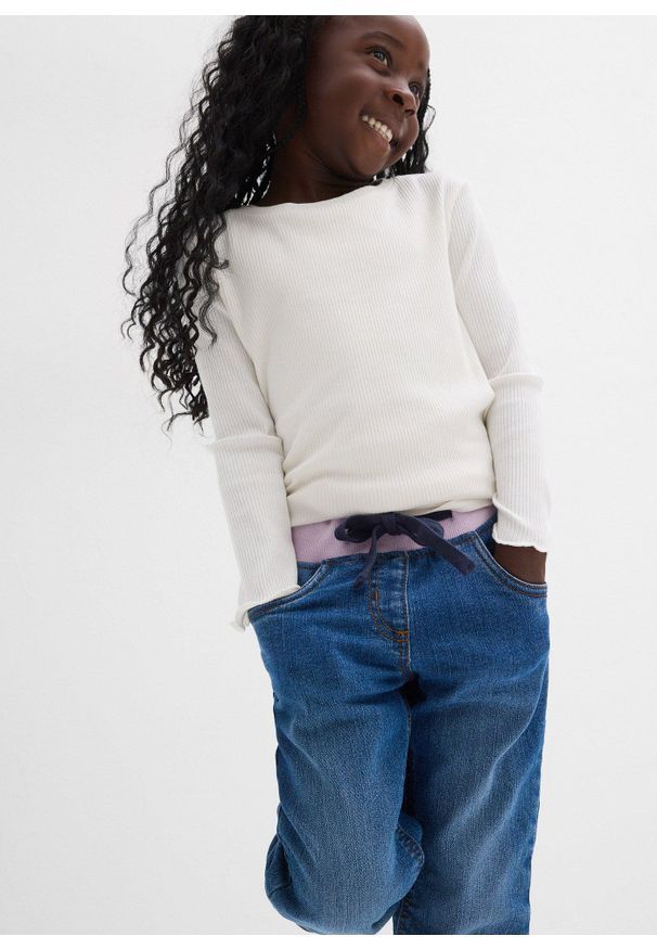 bonprix - Wygodne dżinsy termiczne na podszewce z polaru. Kolekcja: plus size. Kolor: niebieski. Styl: elegancki