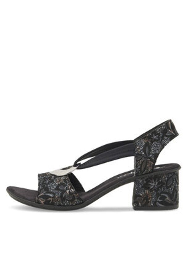 Rieker Sandały 64683-91 Czarny. Kolor: czarny. Materiał: materiał