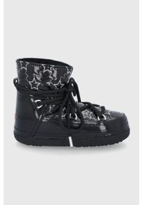Inuikii Śniegowce kolor czarny. Nosek buta: okrągły. Zapięcie: sznurówki. Kolor: czarny. Materiał: guma, wełna