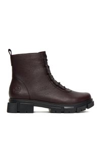 Rieker Botki Y7150-35 Bordowy. Kolor: czerwony. Materiał: skóra