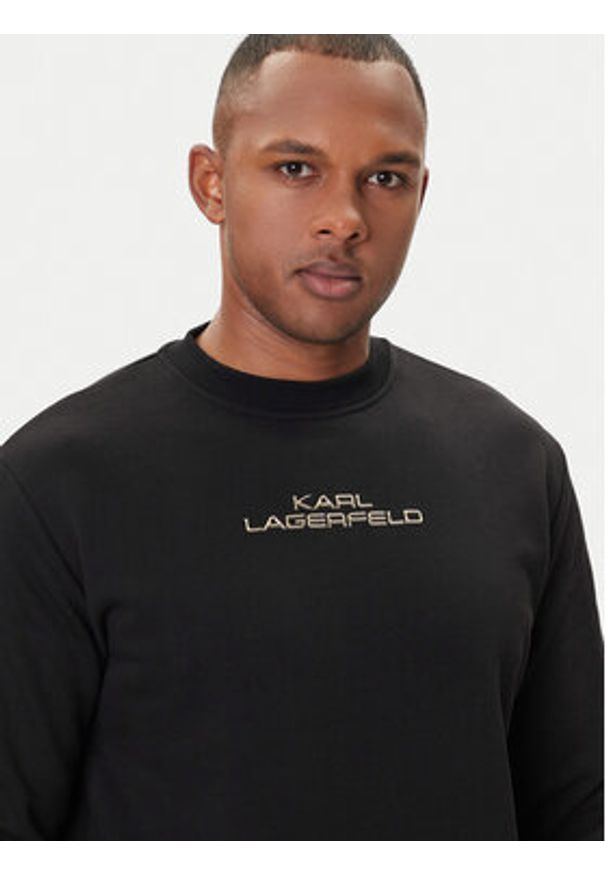 Karl Lagerfeld - KARL LAGERFELD Bluza 705061 554942 Czarny Regular Fit. Typ kołnierza: dekolt w karo. Kolor: czarny. Materiał: bawełna