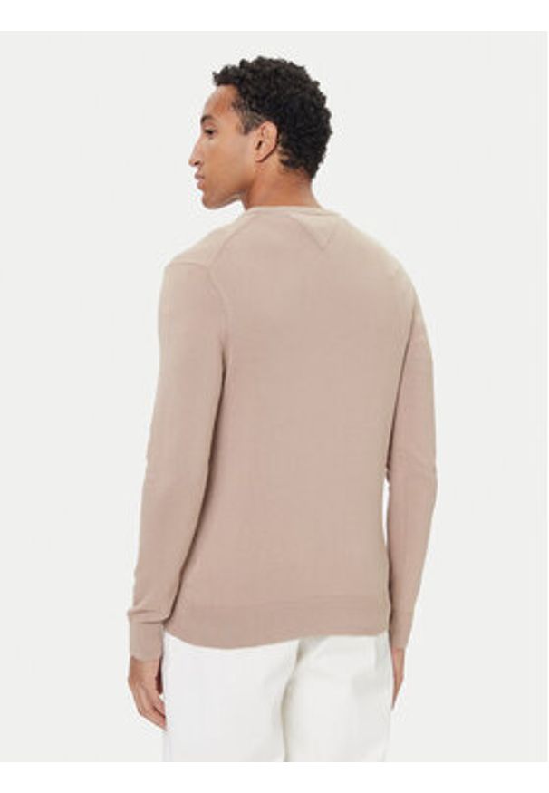 TOMMY HILFIGER - Tommy Hilfiger Sweter Essential Ssnl MW0MW39999 Beżowy Regular Fit. Kolor: beżowy. Materiał: bawełna